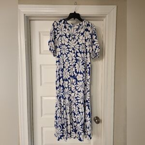 Floral Blue and White Dress